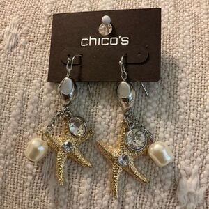 0201-Chico's Gold and Silver Starfish Earrings